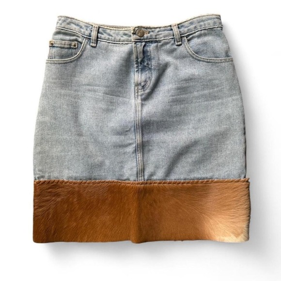 Dresses & Skirts - Denim & Cowhide Mini Skirt | Y2K Western Dream